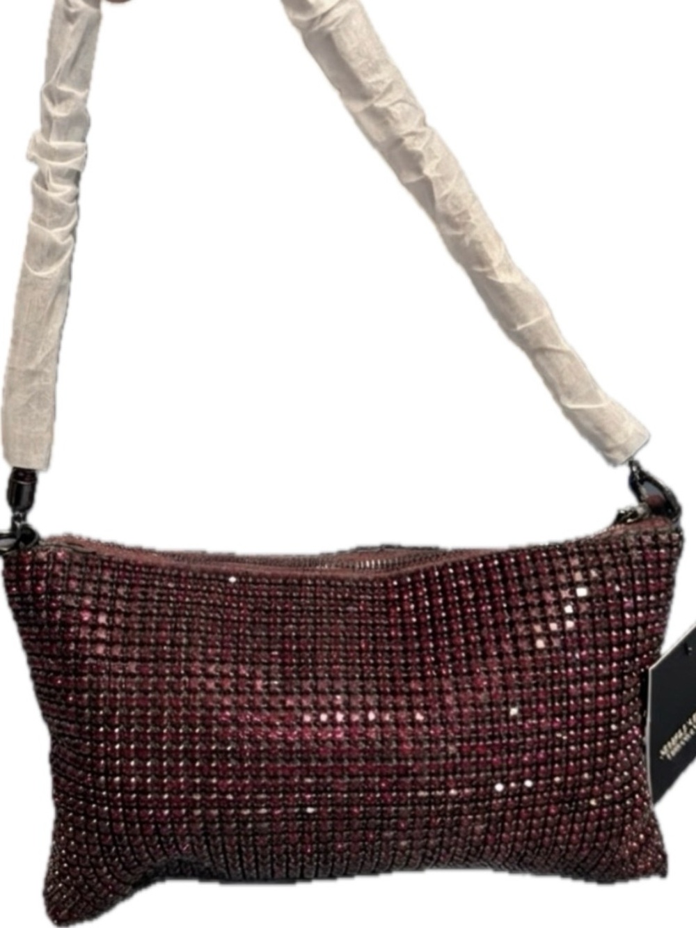 Simply Vera Wang Burgundy Ombré Rhinestone Mini Baguette Shoulder Bag NWT